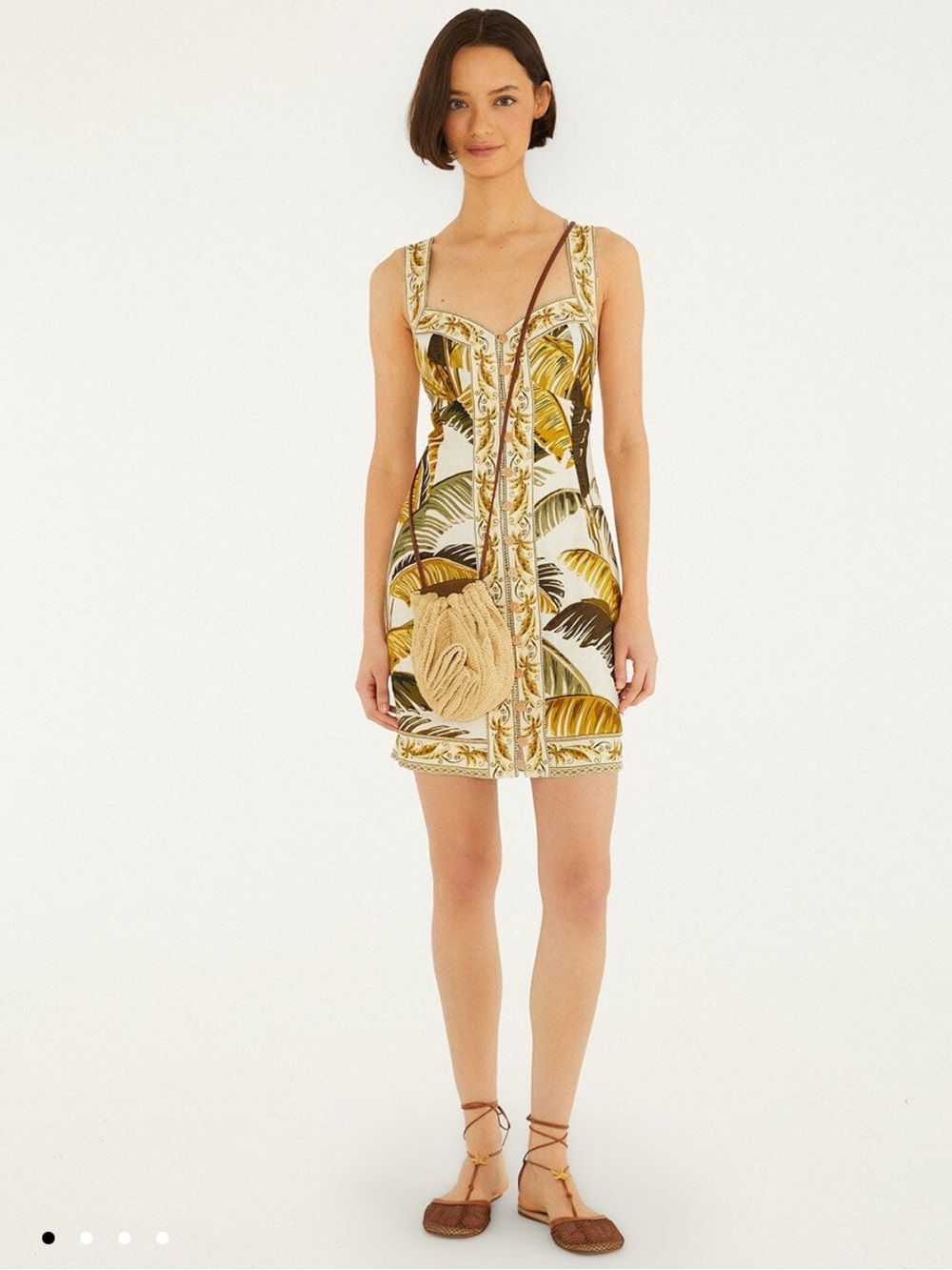Farm Rio: Off-White Trancoso Buttoned Mini Dress